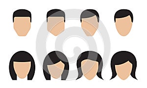 People icons set. Different man and woman faces for avatar, for app or web design made in modern flat style. Vector male and femal